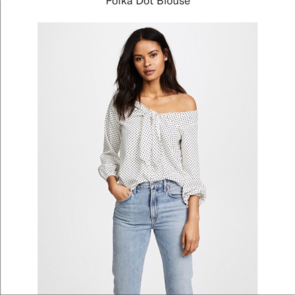 off the shoulder polka dot blouse from ShopBop